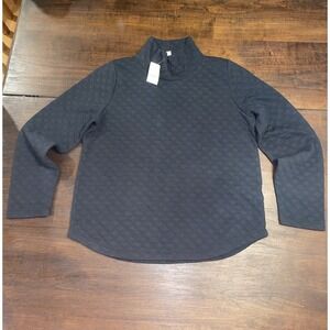 J. Crew Women's Black Quilted Mock Neck Turtleneck Long Sleeve Shirt Small NWT